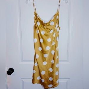 Brown silk polka dot dress